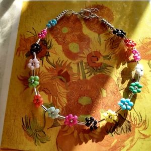 Beaded flower choker